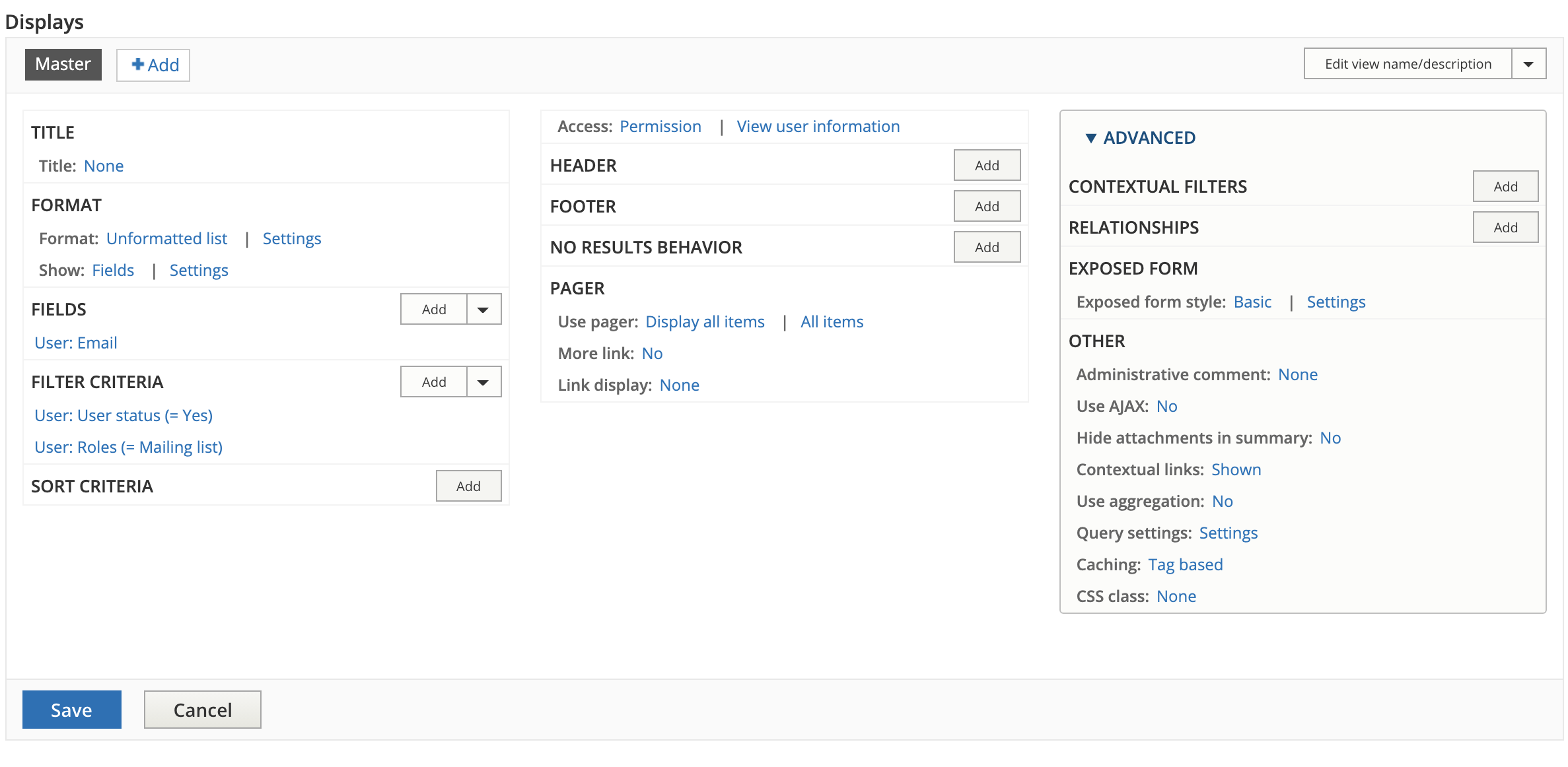 Views Configuration