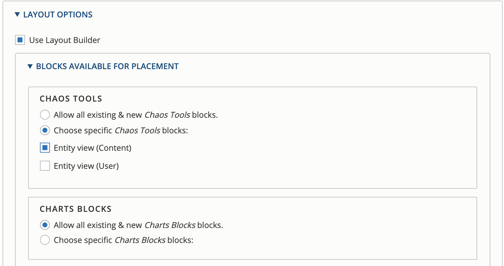 Layout Builder Restrictions